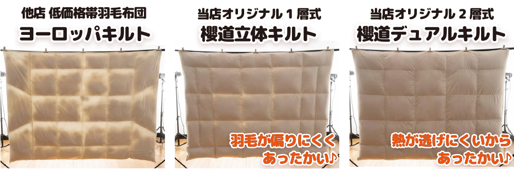 他店低価格羽毛布団（ヨーロッパキルト）